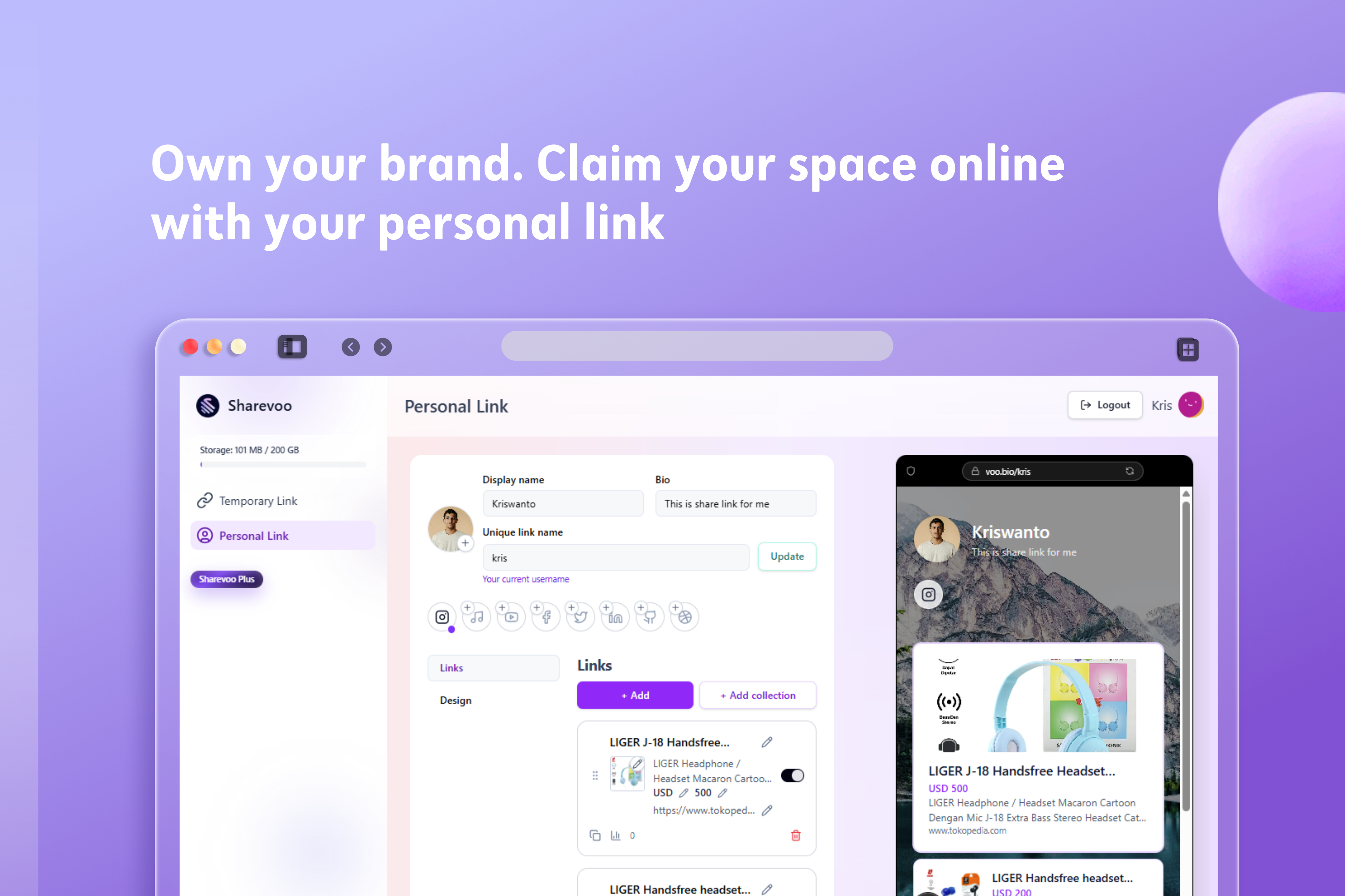 Sharevoo UI screenshot